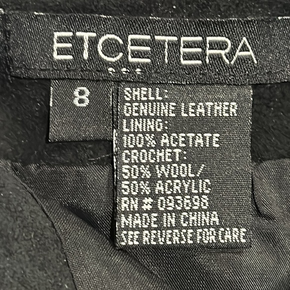 Etcetera Black Suede Leather and Crochet Skirt Size 8 - EUC - Picture 4 of 4